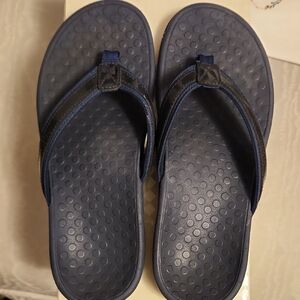 Vionic Women's/Men's Navy and Black Thong Flip-Flops
